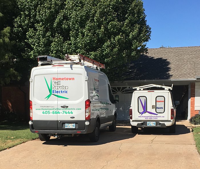 large and small electrical service trucks